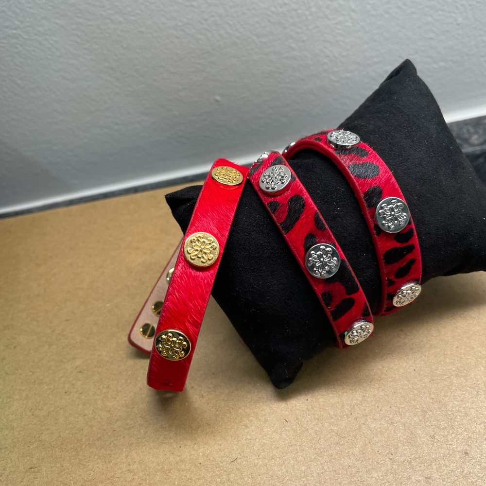 Rustic Cuff Bracelets Meagan Megan Double Wrap Calf Hair Leather Snap